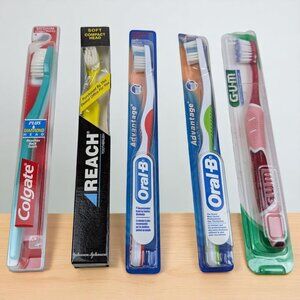 Vintage Colgate Reach Oral-B GUM Mixed Lot of 5 of Toothbrush NEW‎